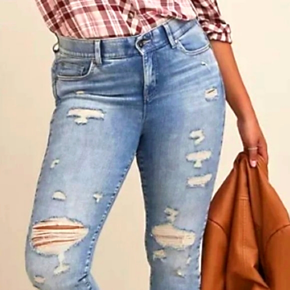 ❤️NWT VINTAGE TORRID JEANS - BOMBSHELL STRAIGHT STRETCH HIGH RISE DISTRESSED - Picture 9 of 12